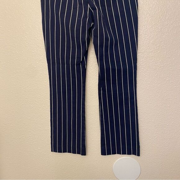 Gap Navy Blue Stripe High Rise Crop Flare Ankle Pants trouser Stretch 00 XS - Picture 4 of 10